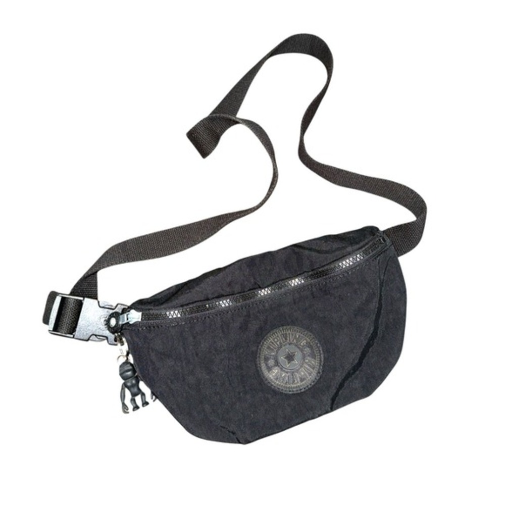 Kipling Fanny Pack Womens Small Waist Bag‎ Black Nylon Adjustable Strap Monkey